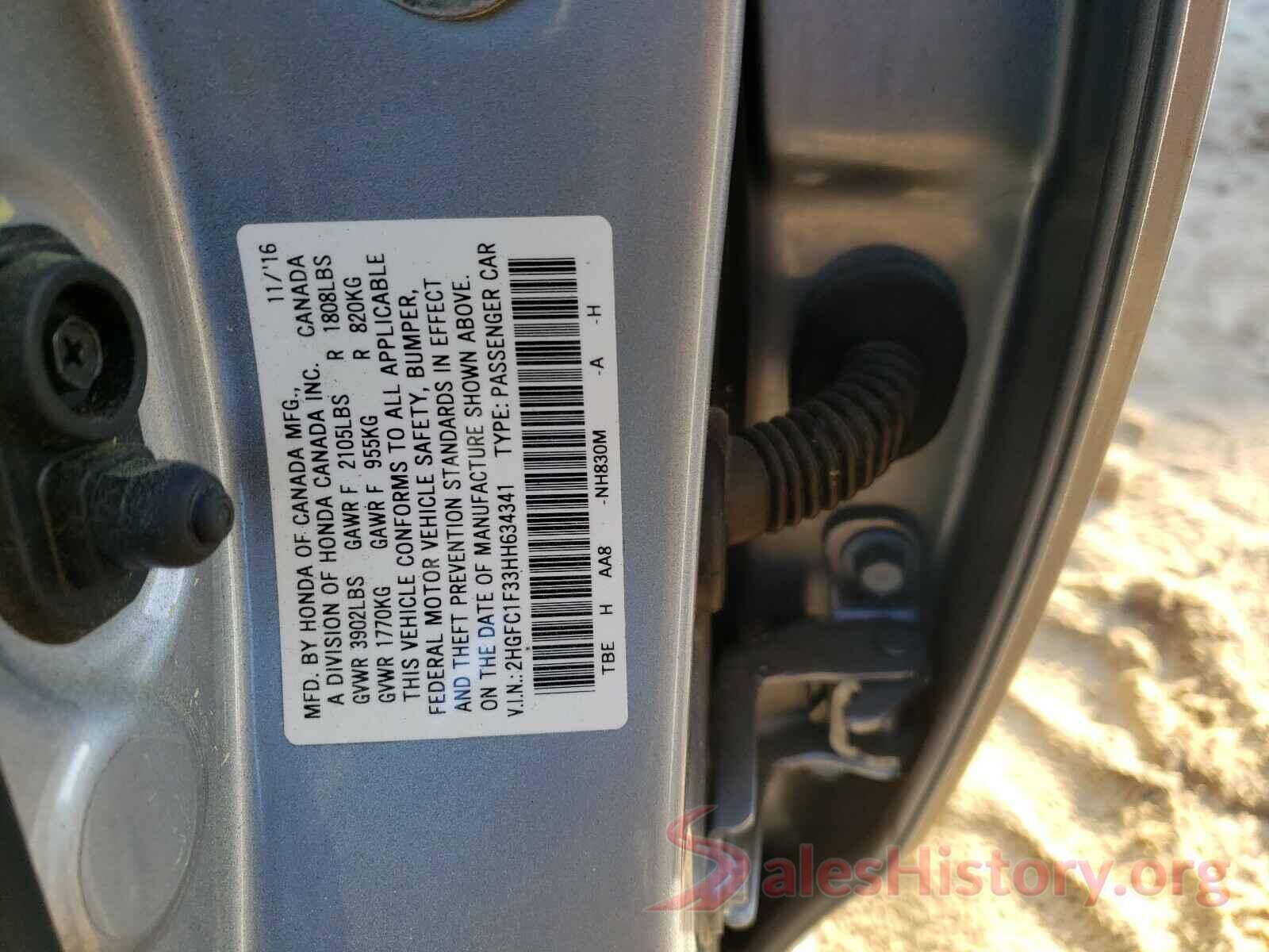 2HGFC1F33HH634341 2017 HONDA CIVIC