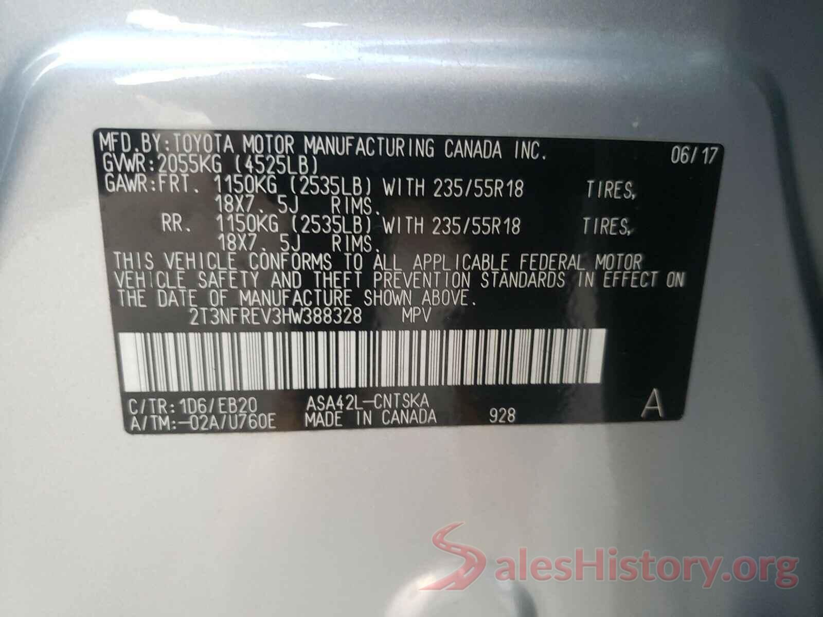 2T3NFREV3HW388328 2017 TOYOTA RAV4