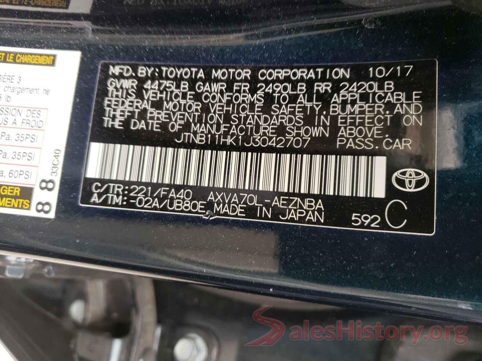 JTNB11HK1J3042707 2018 TOYOTA CAMRY