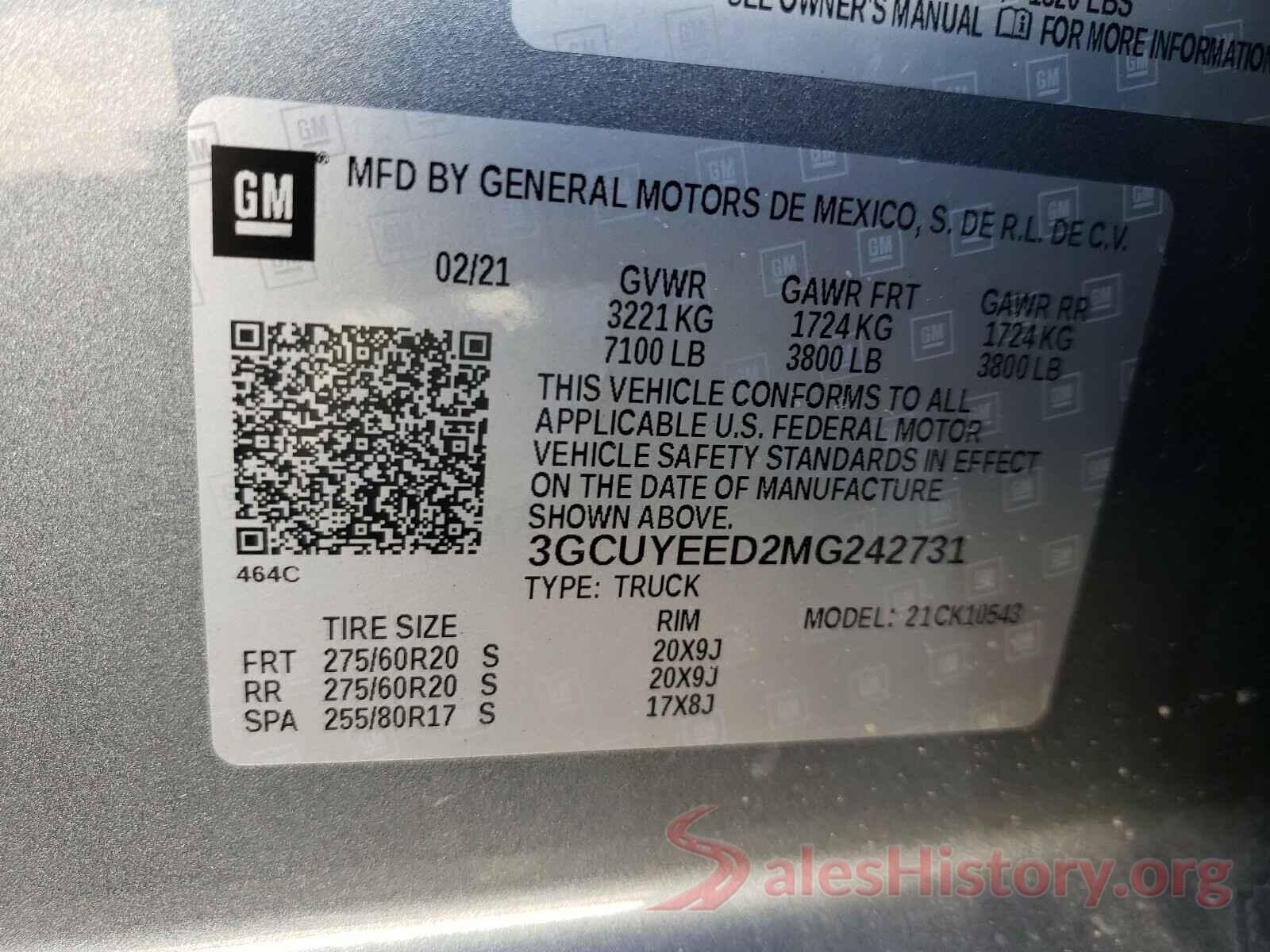 3GCUYEED2MG242731 2021 CHEVROLET SILVERADO