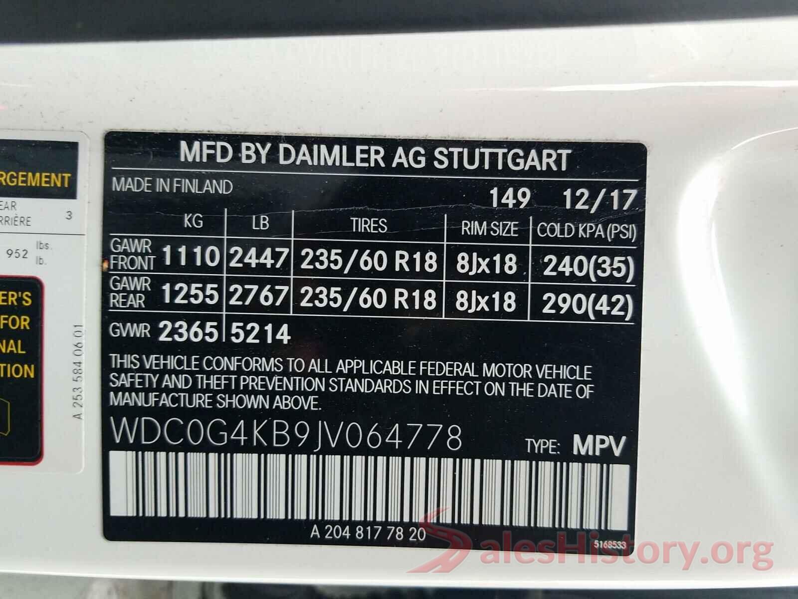 WDC0G4KB9JV064778 2018 MERCEDES-BENZ G CLASS