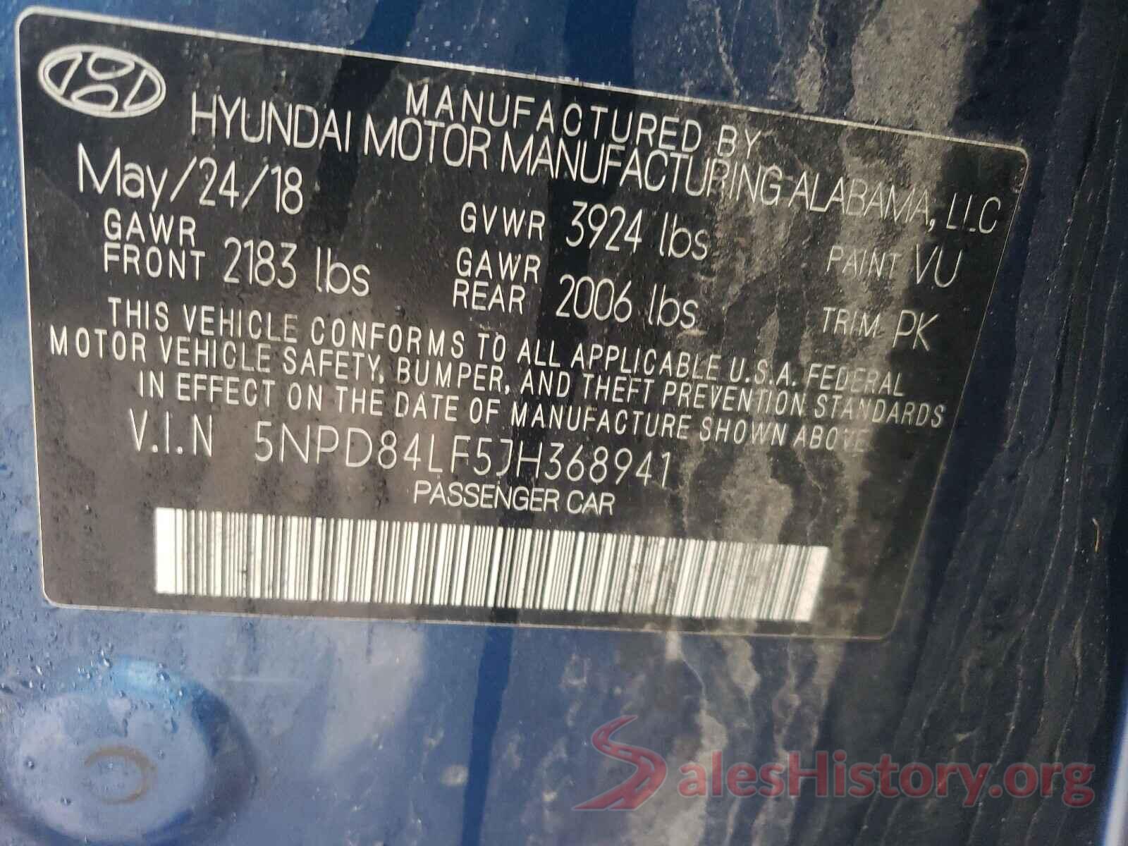 5NPD84LF5JH368941 2018 HYUNDAI ELANTRA