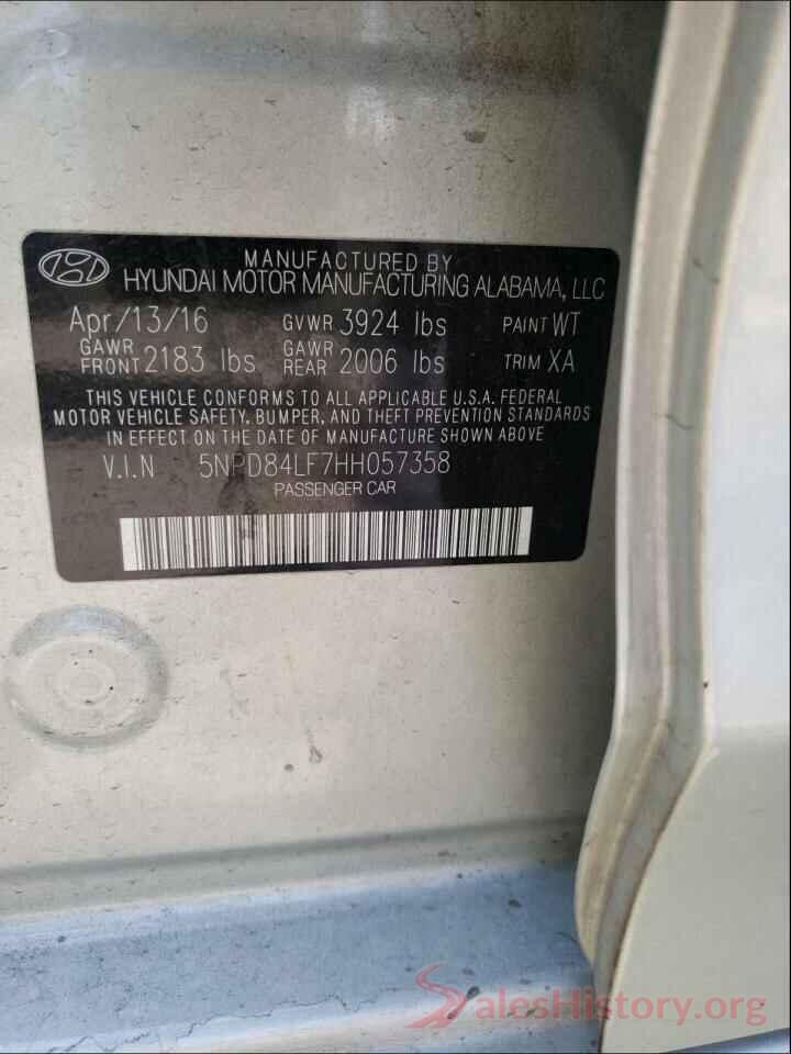 5NPD84LF7HH057358 2017 HYUNDAI ELANTRA