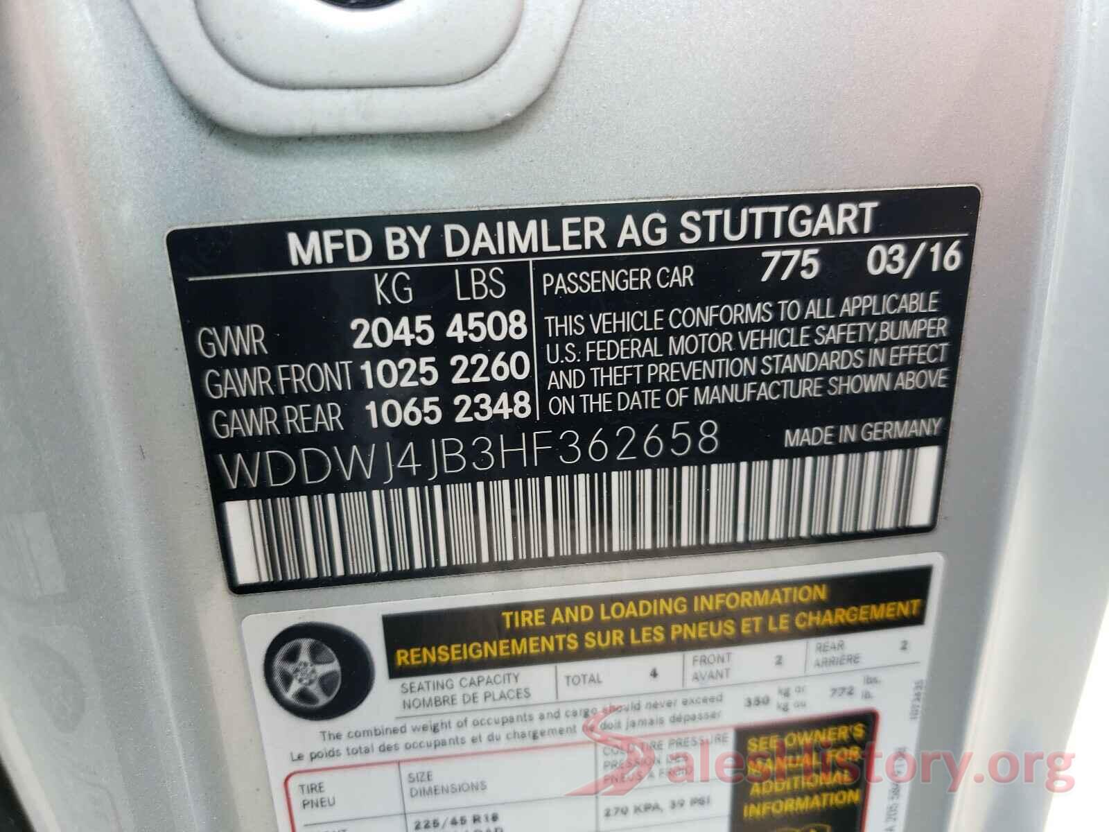 WDDWJ4JB3HF362658 2017 MERCEDES-BENZ C CLASS