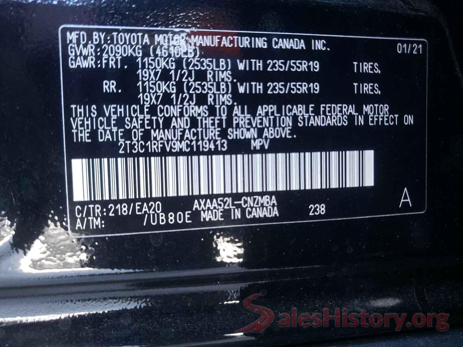 2T3C1RFV9MC119413 2021 TOYOTA RAV4