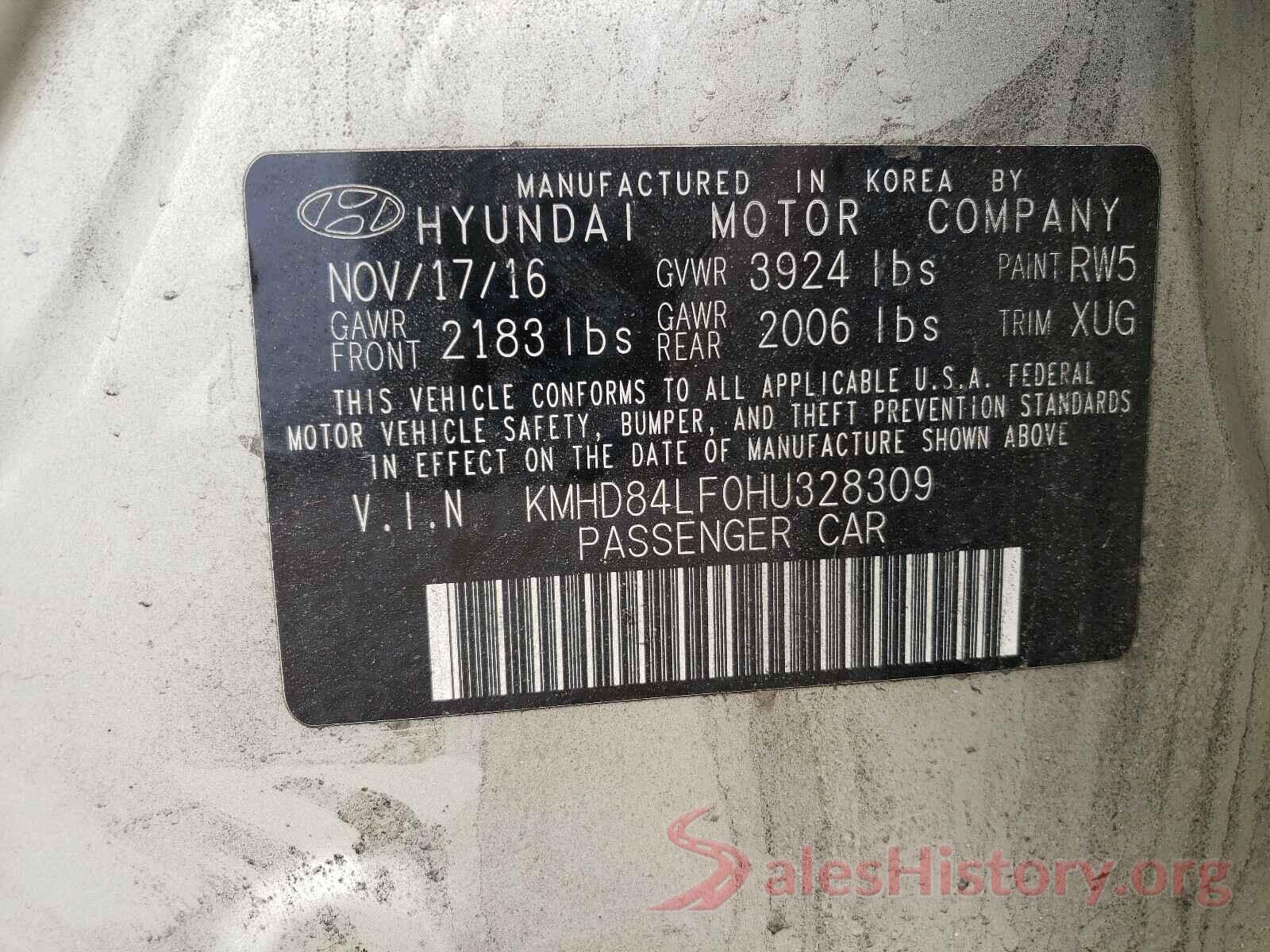 KMHD84LF0HU328309 2017 HYUNDAI ELANTRA