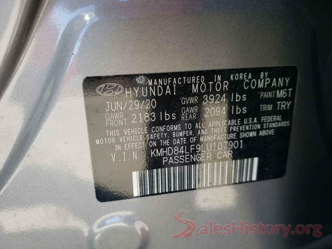 KMHD84LF9LU107901 2020 HYUNDAI ELANTRA