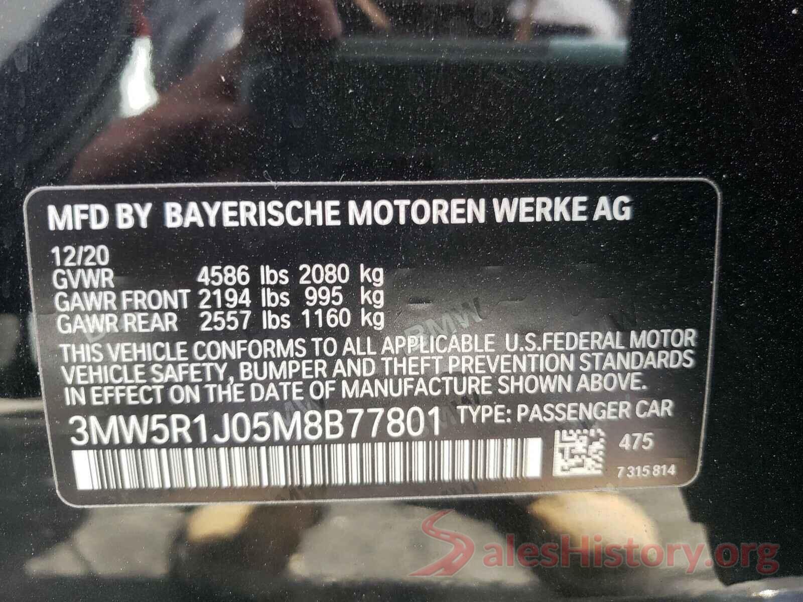 3MW5R1J05M8B77801 2021 BMW 3 SERIES