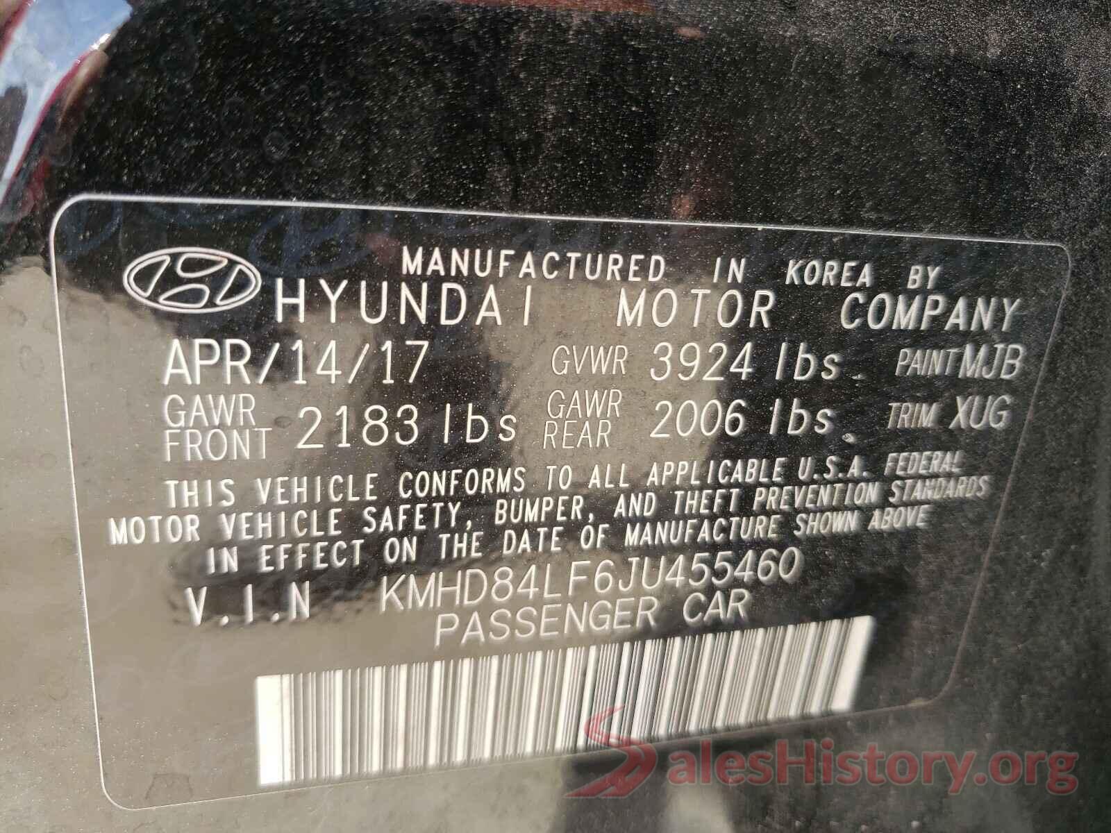 KMHD84LF6JU455460 2018 HYUNDAI ELANTRA