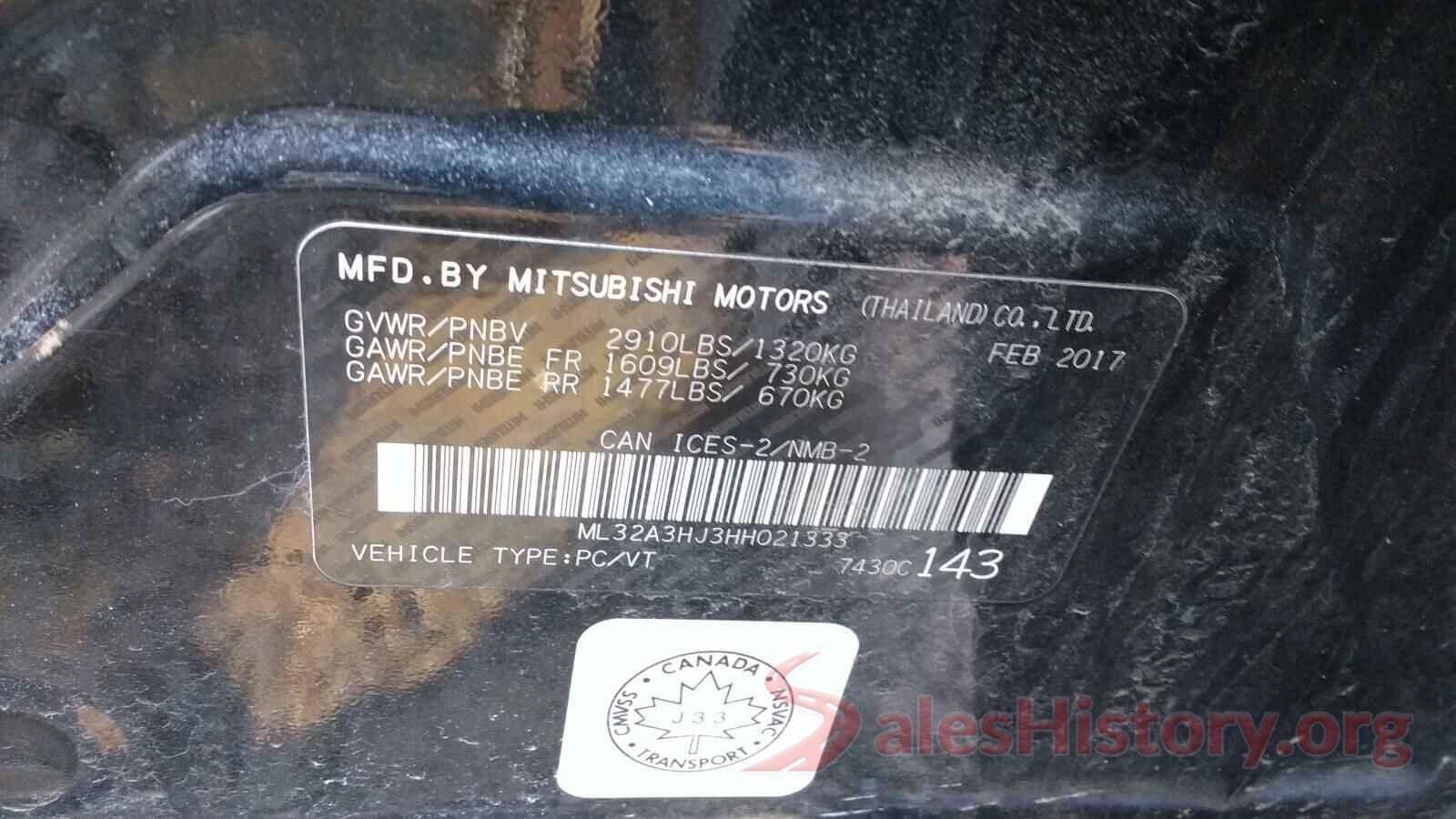 ML32A3HJ3HH021333 2017 MITSUBISHI MIRAGE