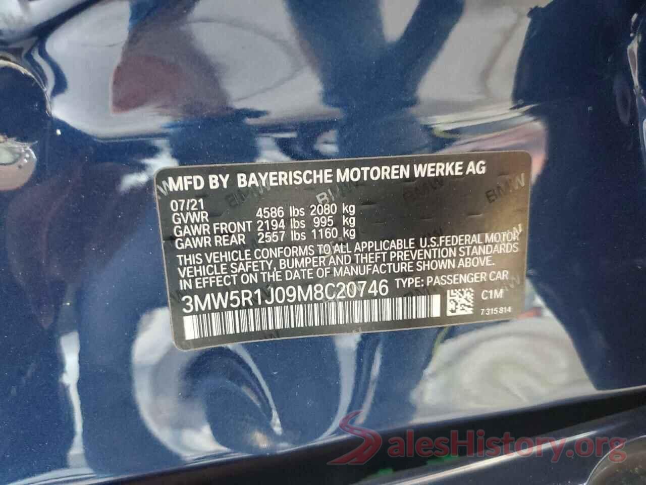 3MW5R1J09M8C20746 2021 BMW 3 SERIES