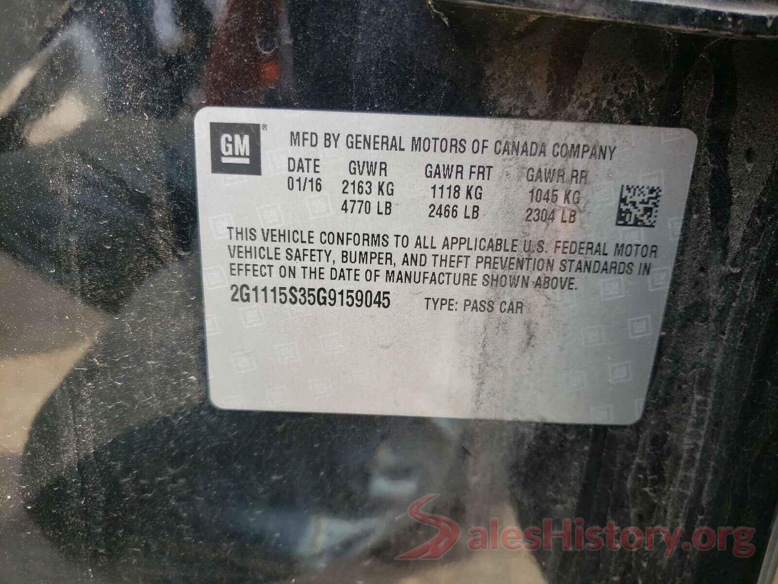 2G1115S35G9159045 2016 CHEVROLET IMPALA