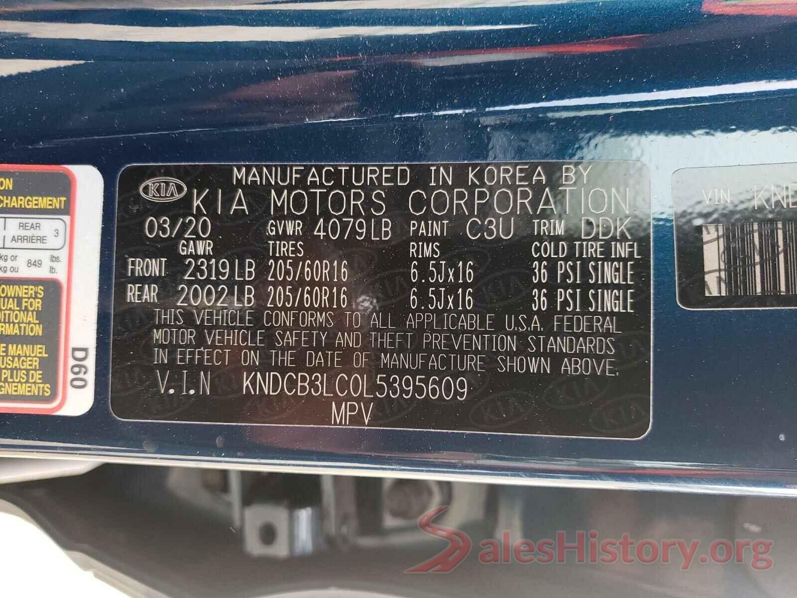 KNDCB3LC0L5395609 2020 KIA NIRO