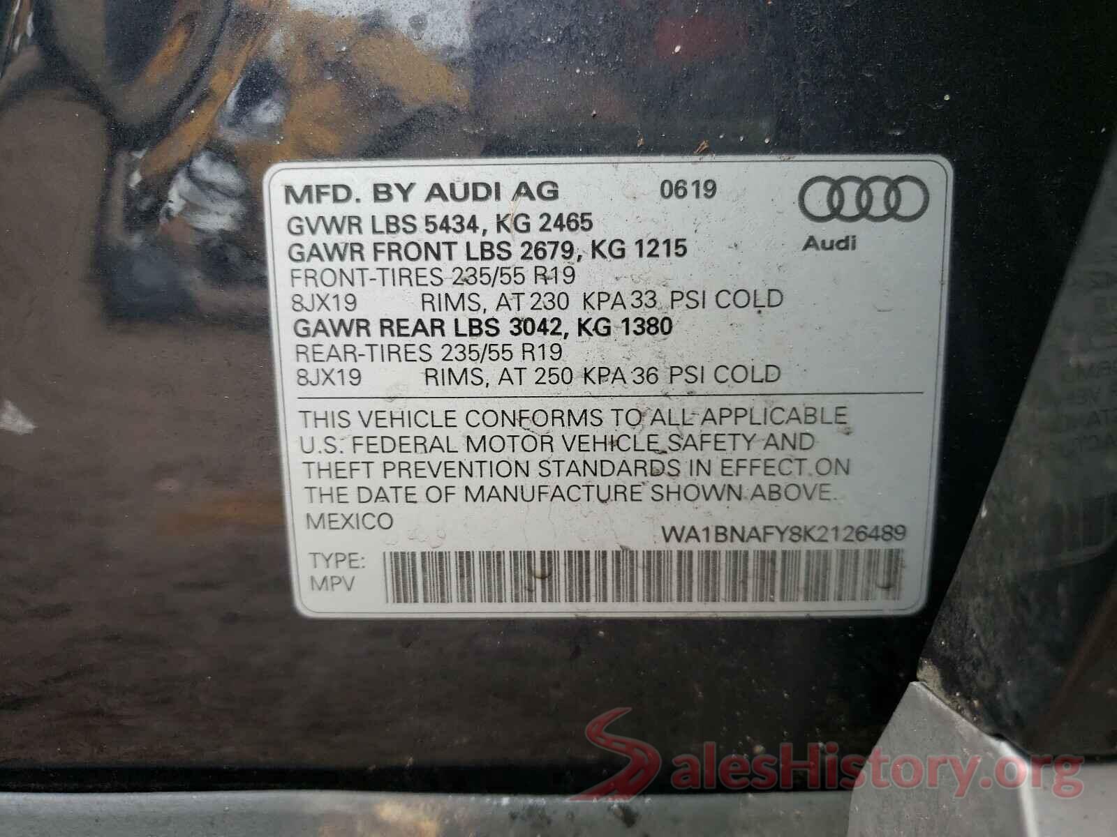 WA1BNAFY8K2126489 2019 AUDI Q5