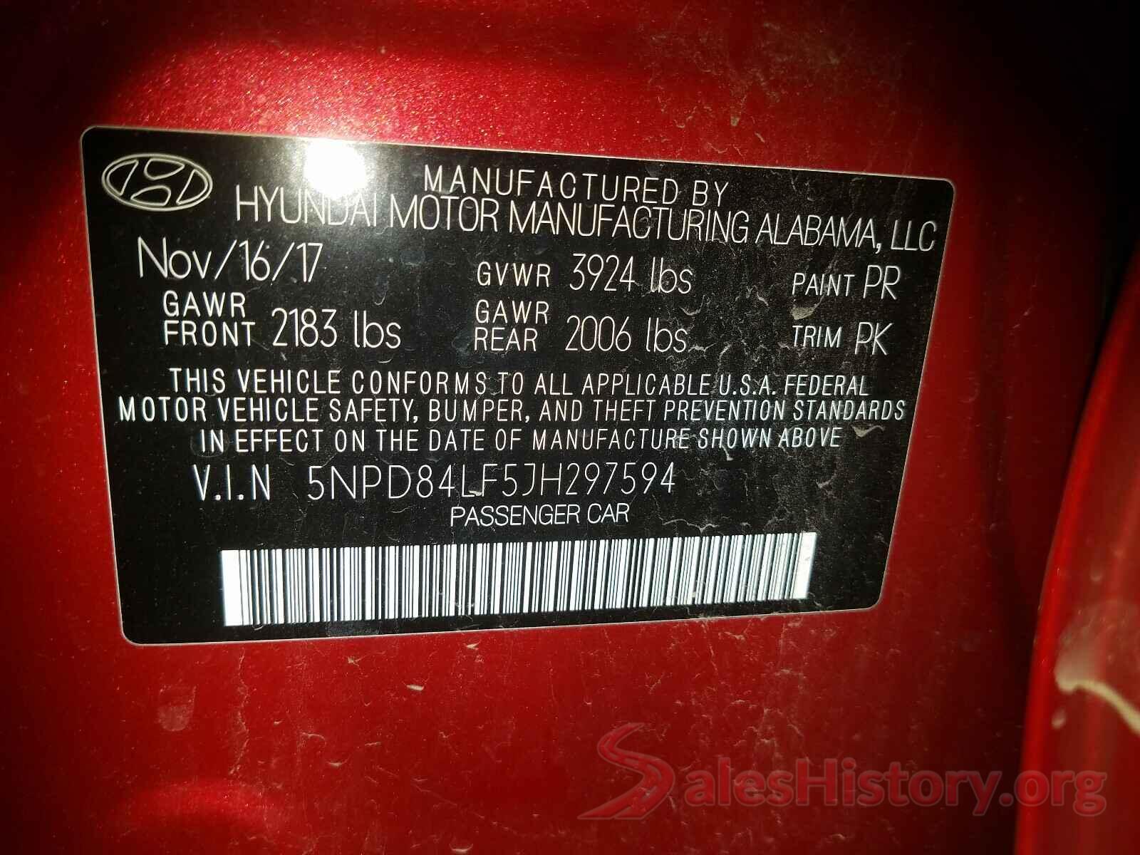 5NPD84LF5JH297594 2018 HYUNDAI ELANTRA