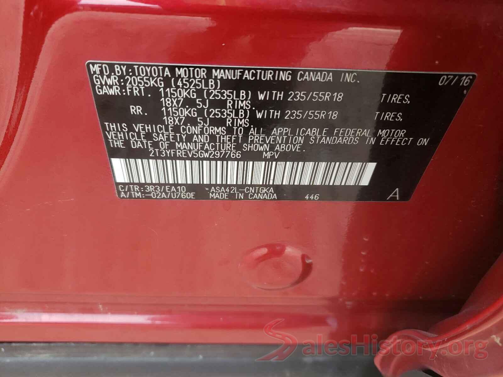 2T3YFREV5GW297766 2016 TOYOTA RAV4