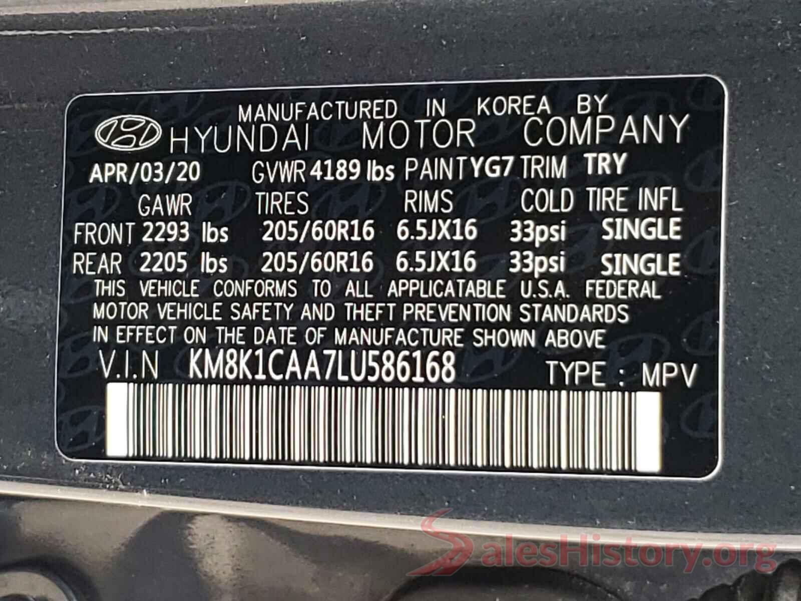 KM8K1CAA7LU586168 2020 HYUNDAI KONA