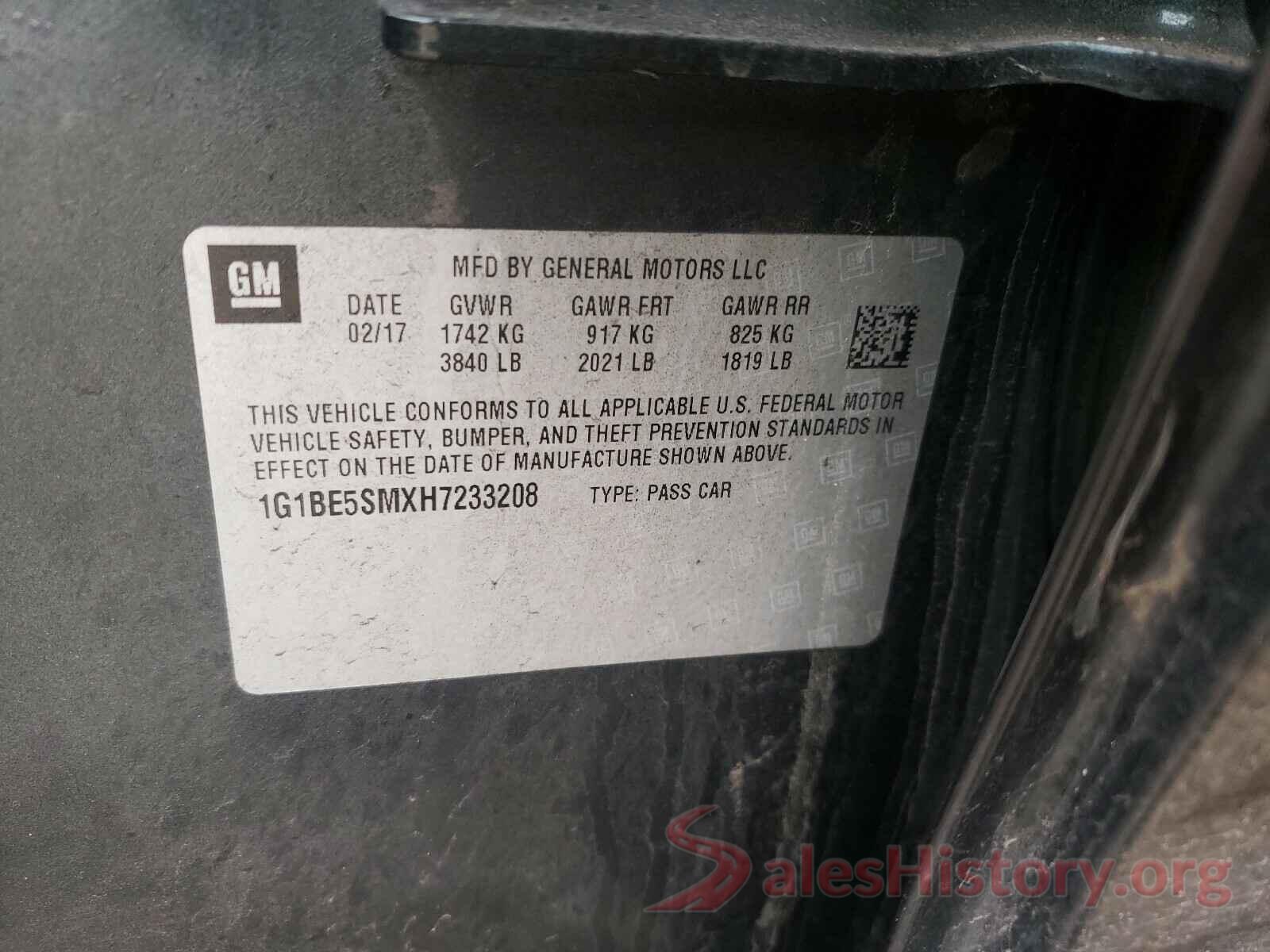 1G1BE5SMXH7233208 2017 CHEVROLET CRUZE