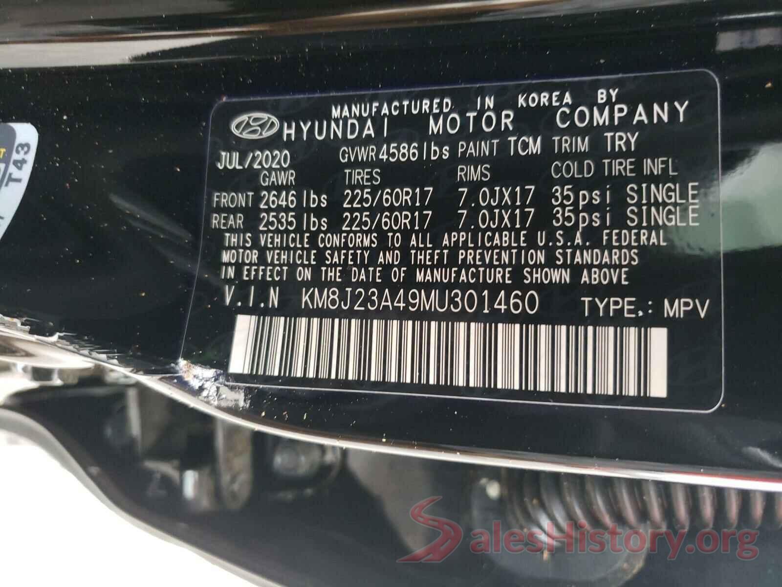 KM8J23A49MU301460 2021 HYUNDAI TUCSON