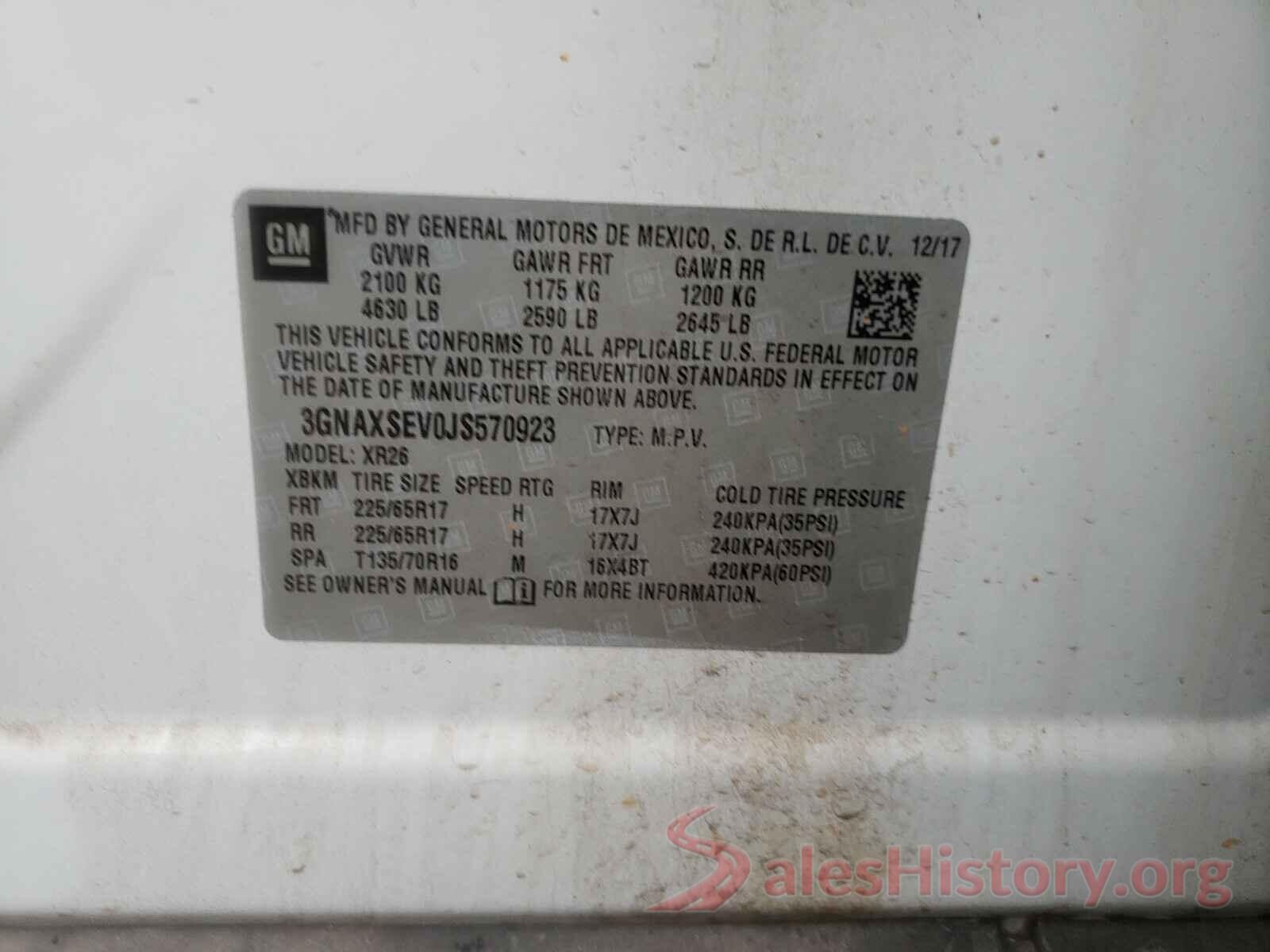 3GNAXSEV0JS570923 2018 CHEVROLET EQUINOX