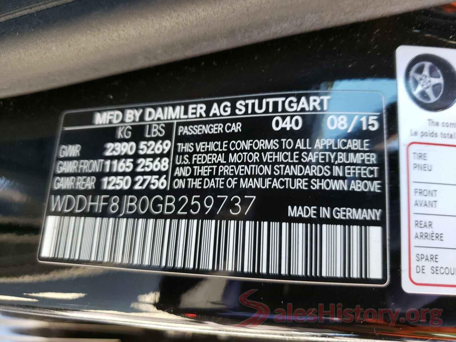 WDDHF8JB0GB259737 2016 MERCEDES-BENZ E CLASS