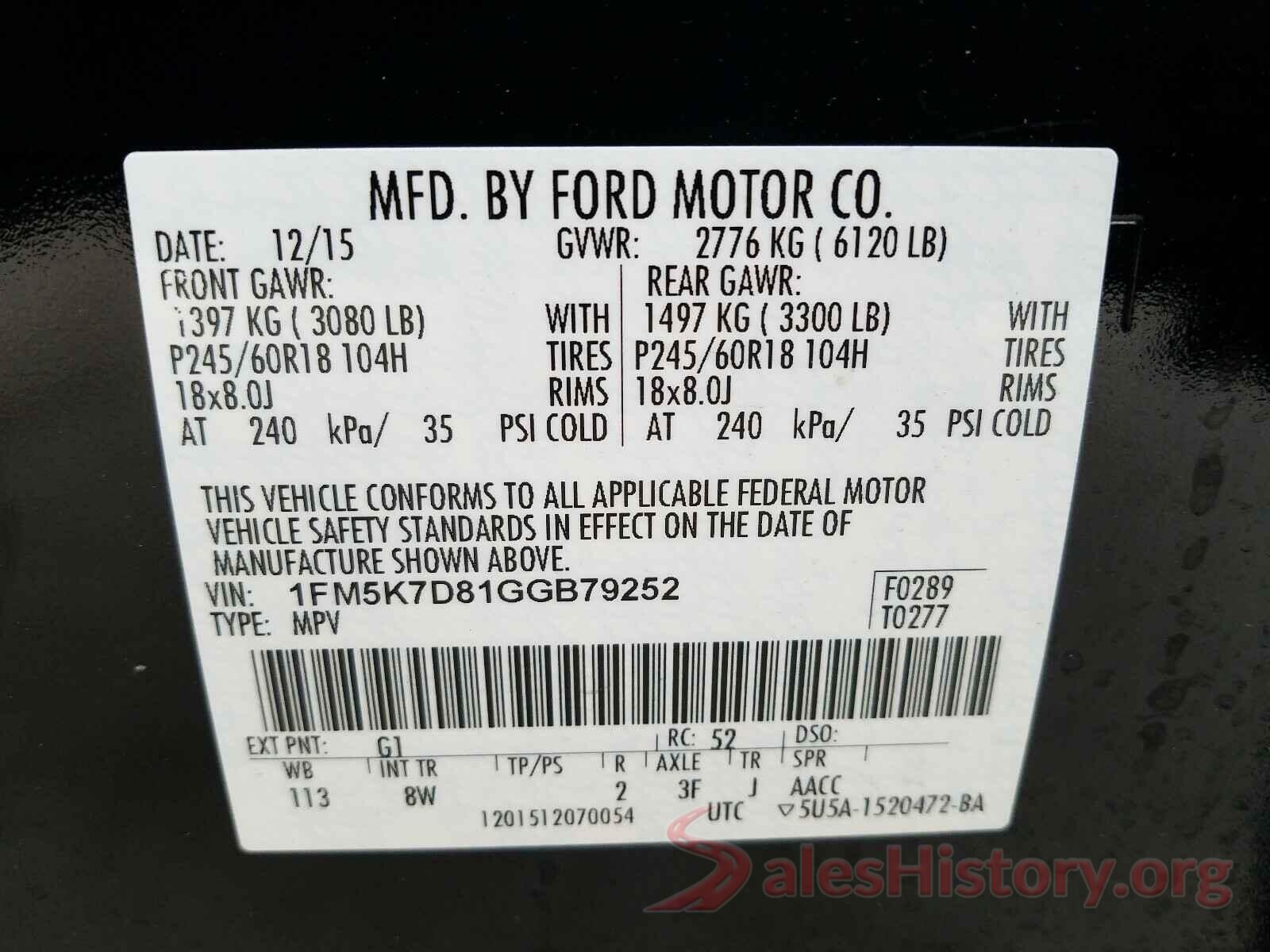 1FM5K7D81GGB79252 2016 FORD EXPLORER