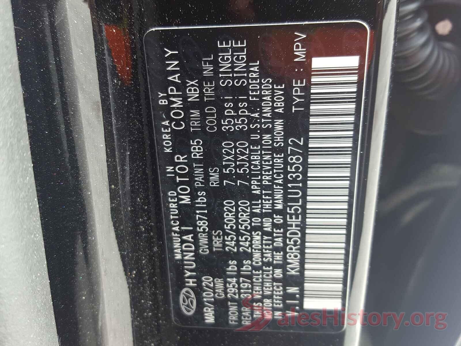 KM8R5DHE5LU135872 2020 HYUNDAI PALISADE