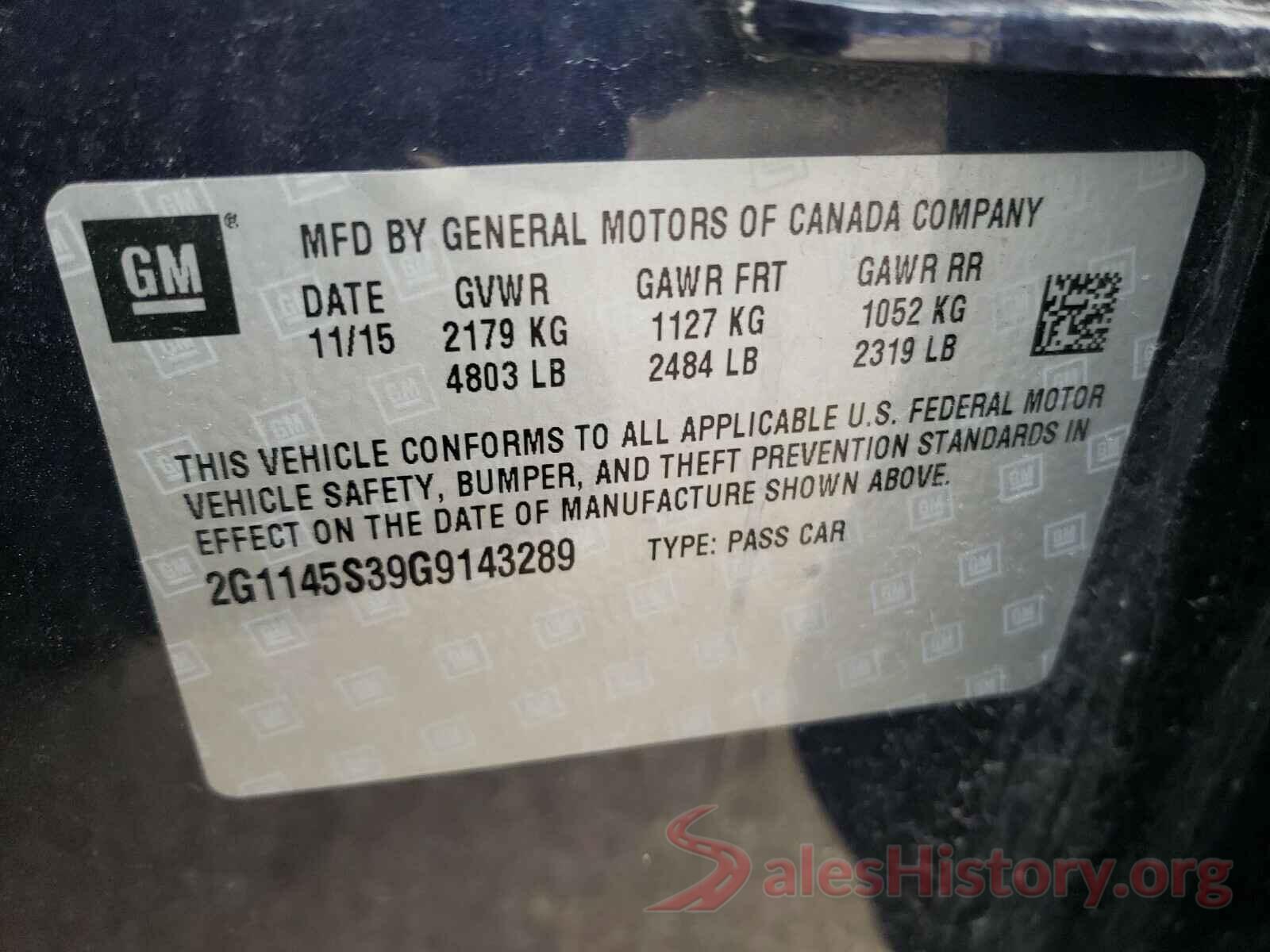 2G1145S39G9143289 2016 CHEVROLET IMPALA