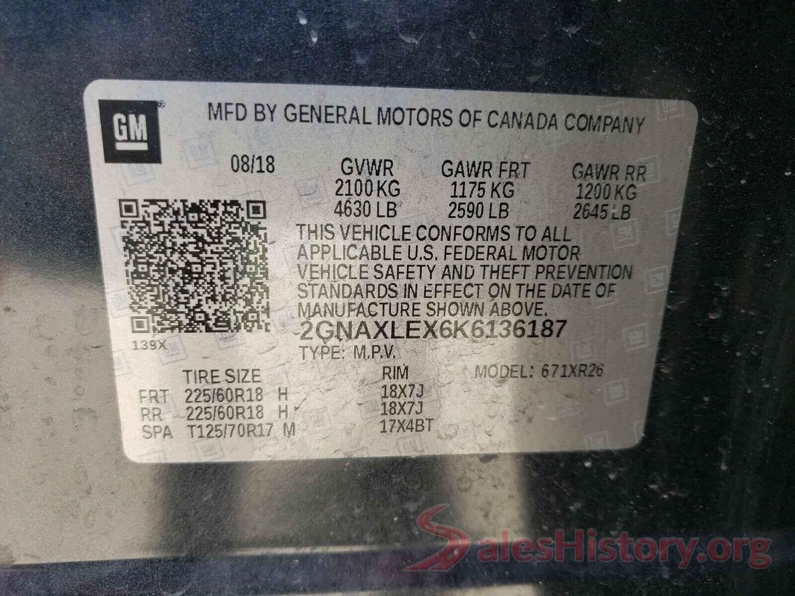 2GNAXLEX6K6136187 2019 CHEVROLET EQUINOX