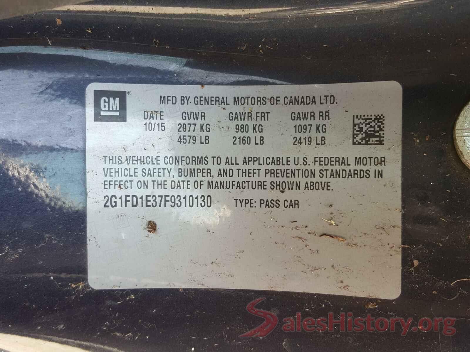 2G1FD1E37F9310130 2015 CHEVROLET CAMARO