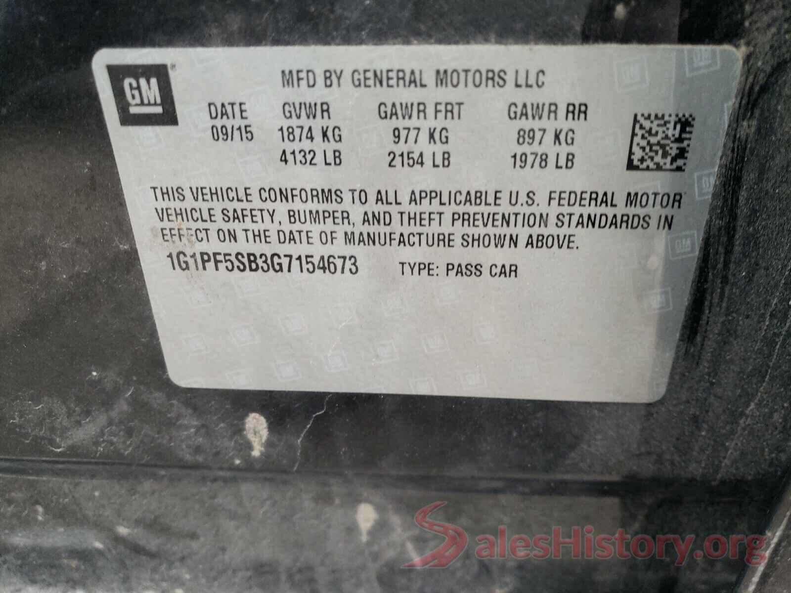 1G1PF5SB3G7154673 2016 CHEVROLET CRUZE