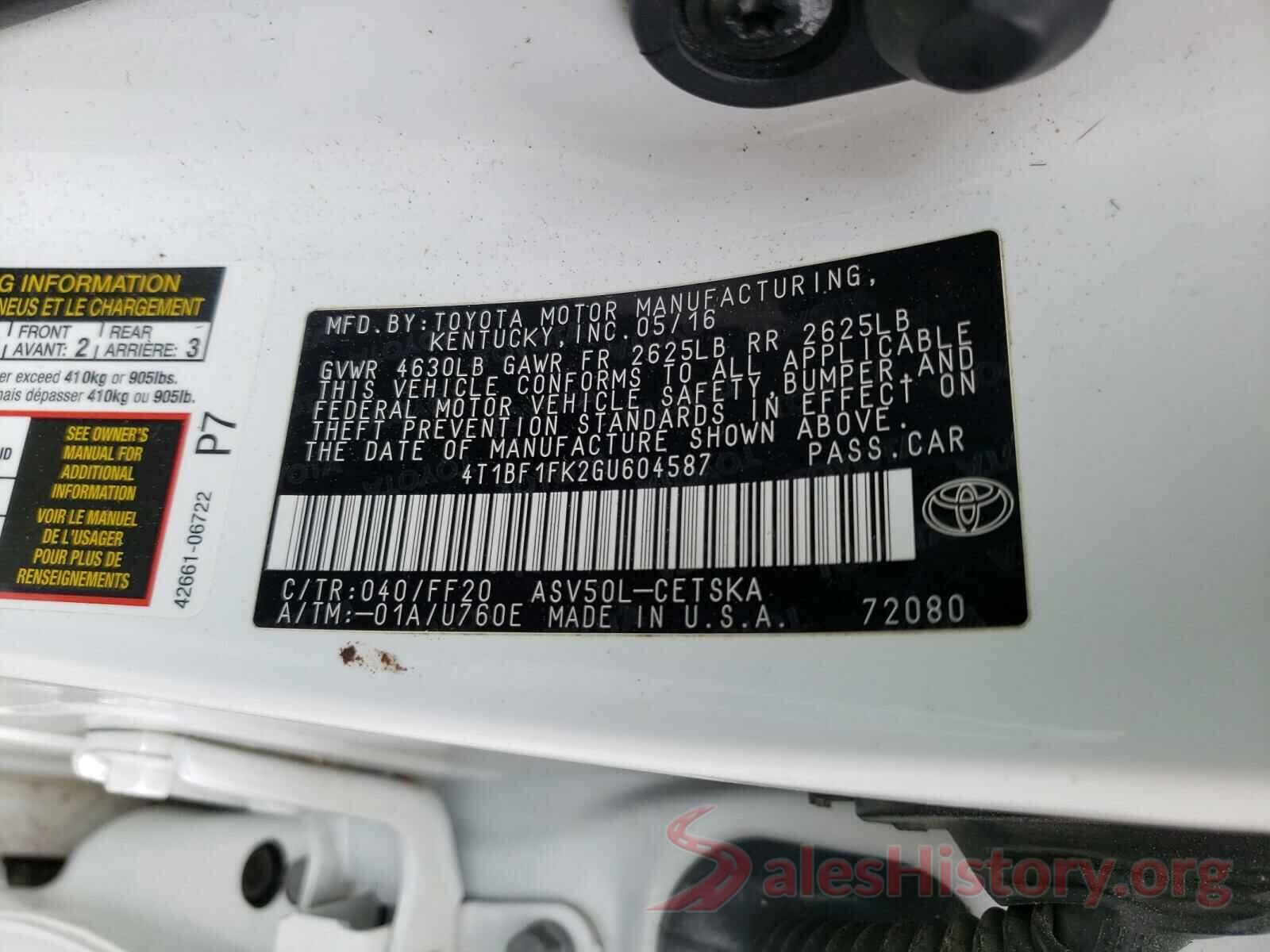 4T1BF1FK2GU604587 2016 TOYOTA CAMRY