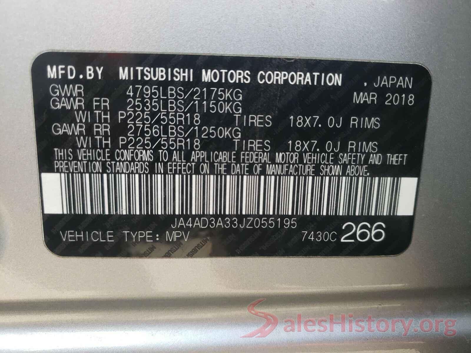 JA4AD3A33JZ055195 2018 MITSUBISHI OUTLANDER