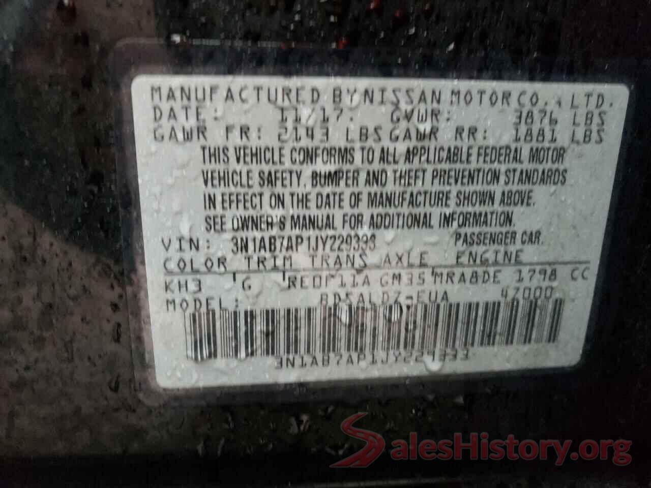 3N1AB7AP1JY229333 2018 NISSAN SENTRA