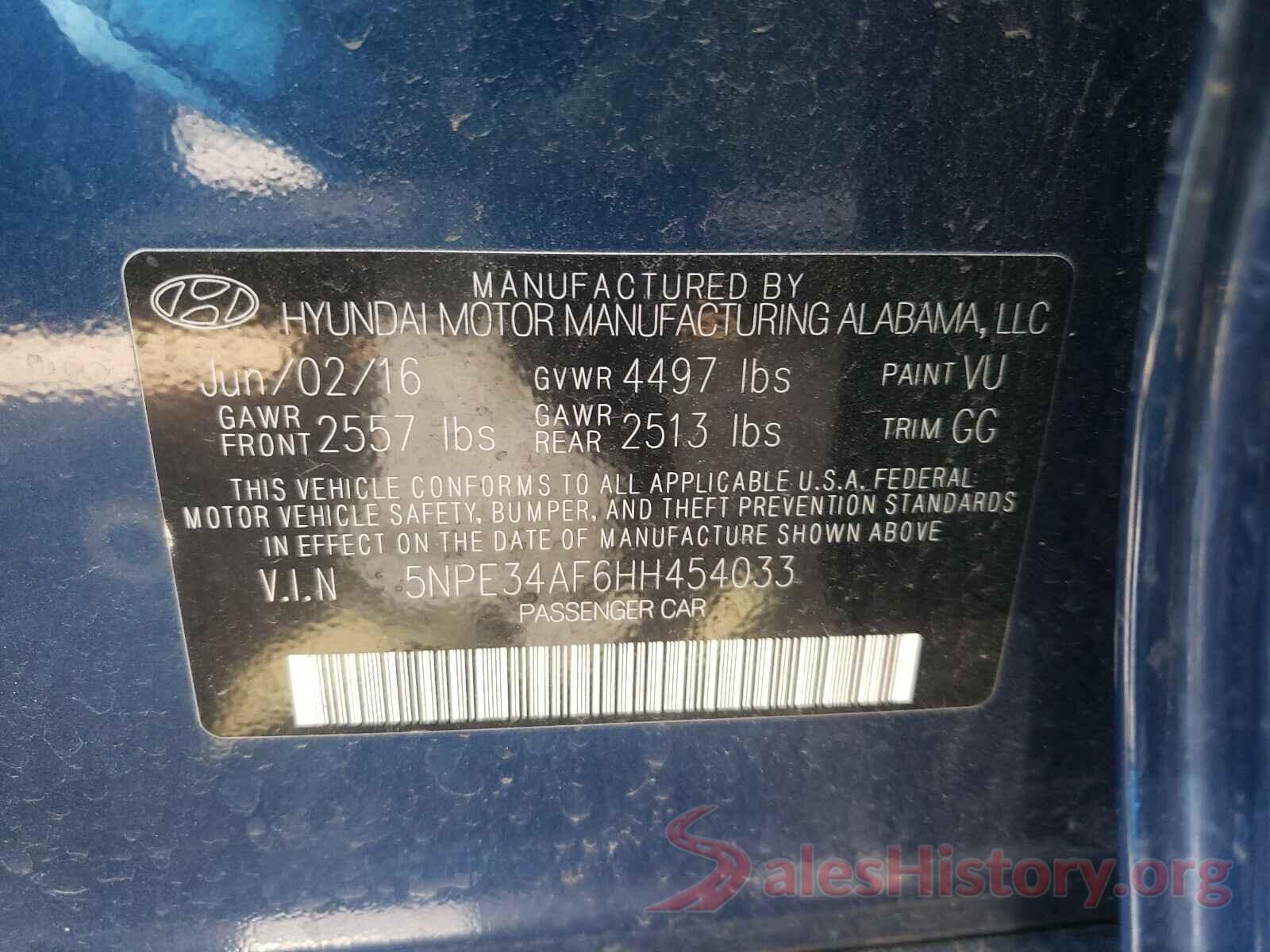 5NPE34AF6HH454033 2017 HYUNDAI SONATA