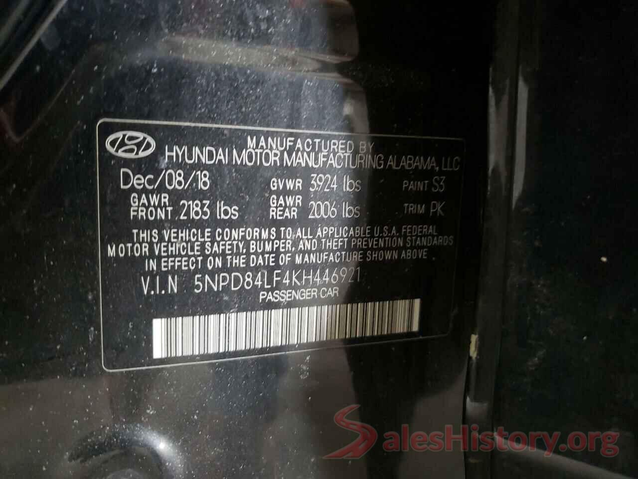 5NPD84LF4KH446921 2019 HYUNDAI ELANTRA