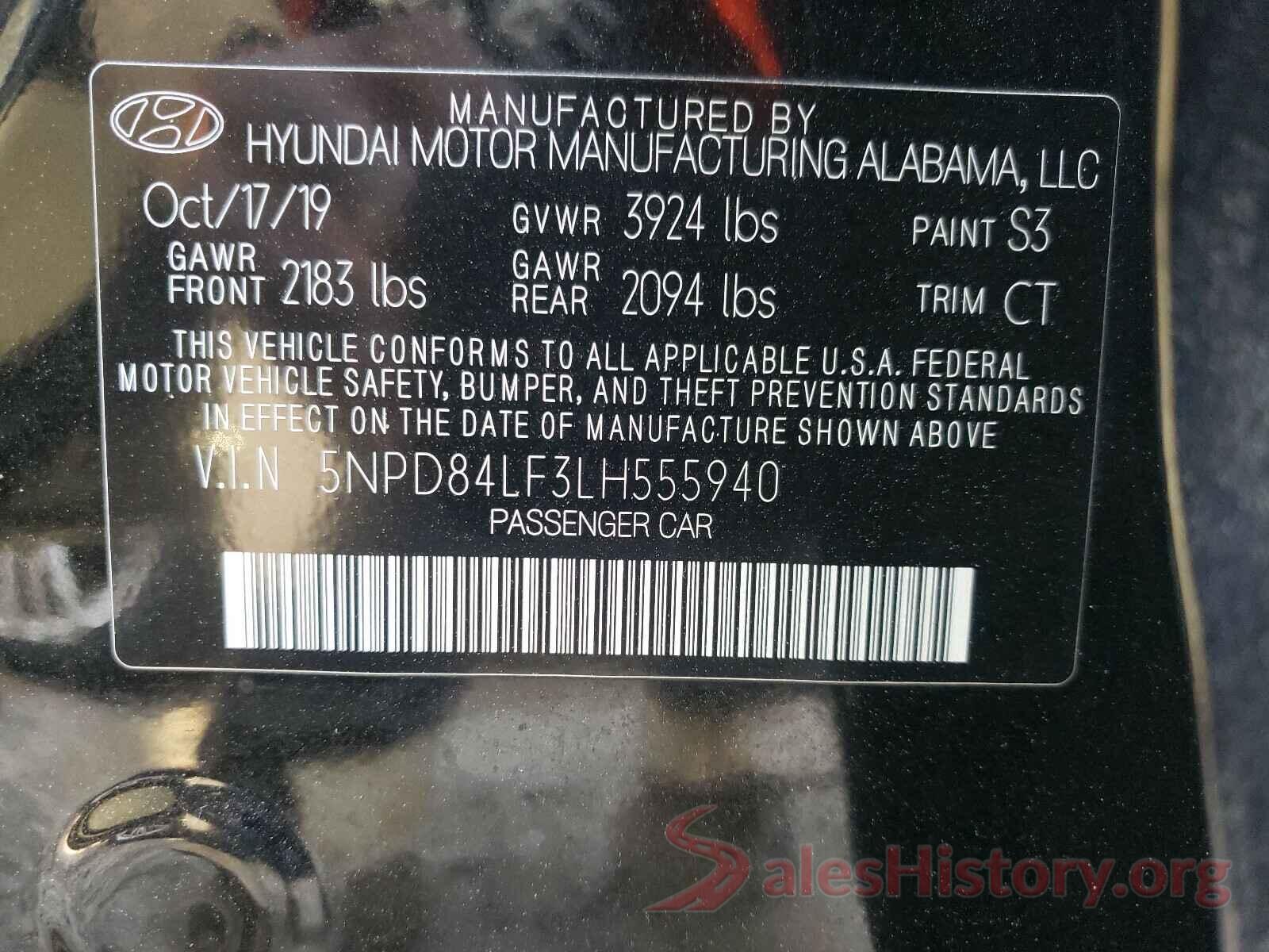 5NPD84LF3LH555940 2020 HYUNDAI ELANTRA