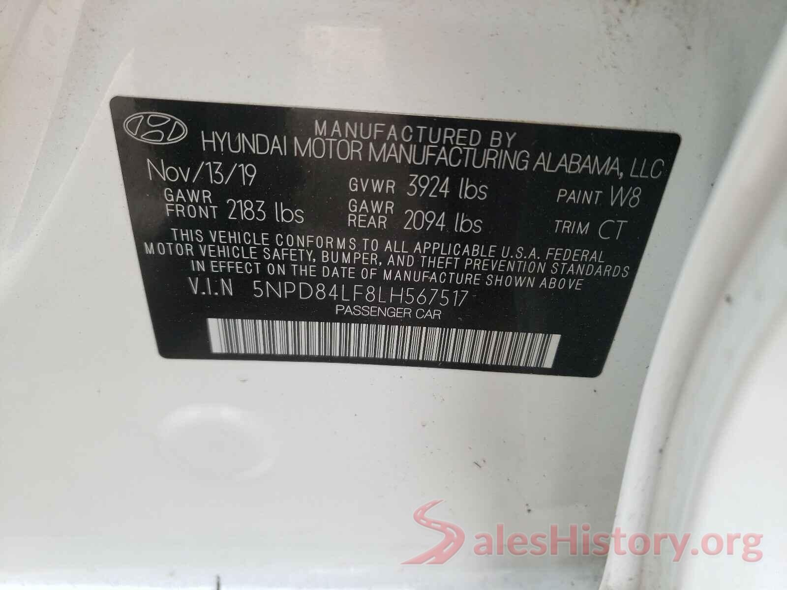 5NPD84LF8LH567517 2020 HYUNDAI ELANTRA