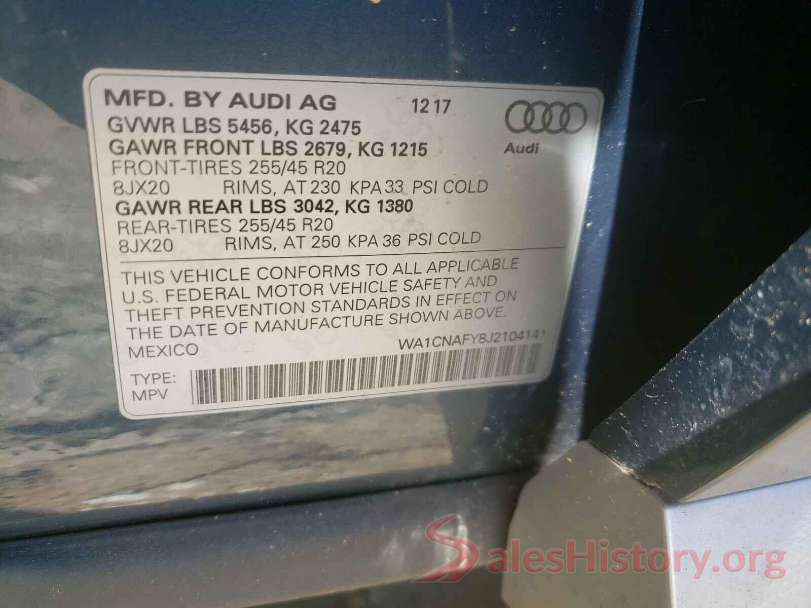 WA1CNAFY8J2104141 2018 AUDI Q5