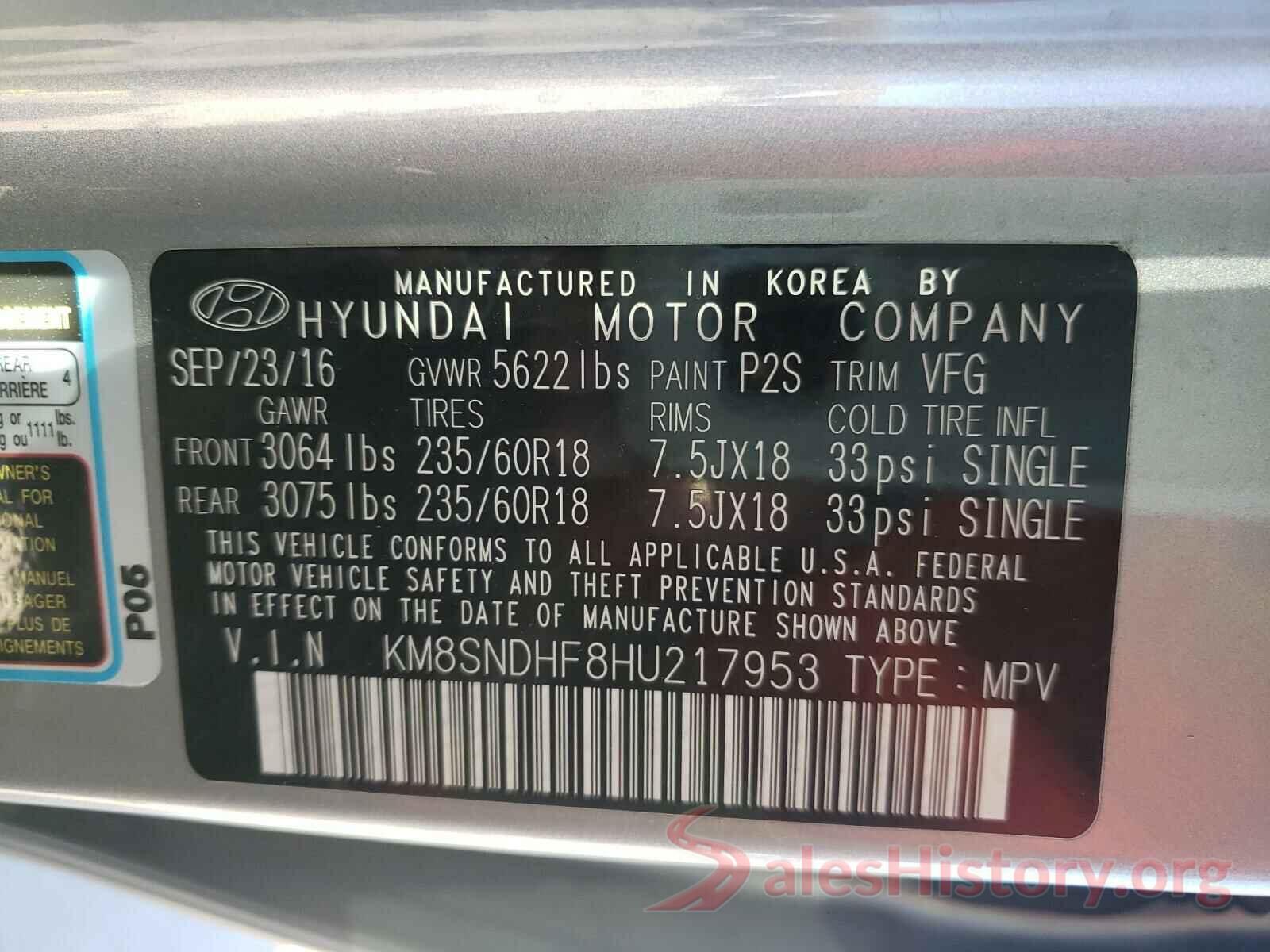 KM8SNDHF8HU217953 2017 HYUNDAI SANTA FE