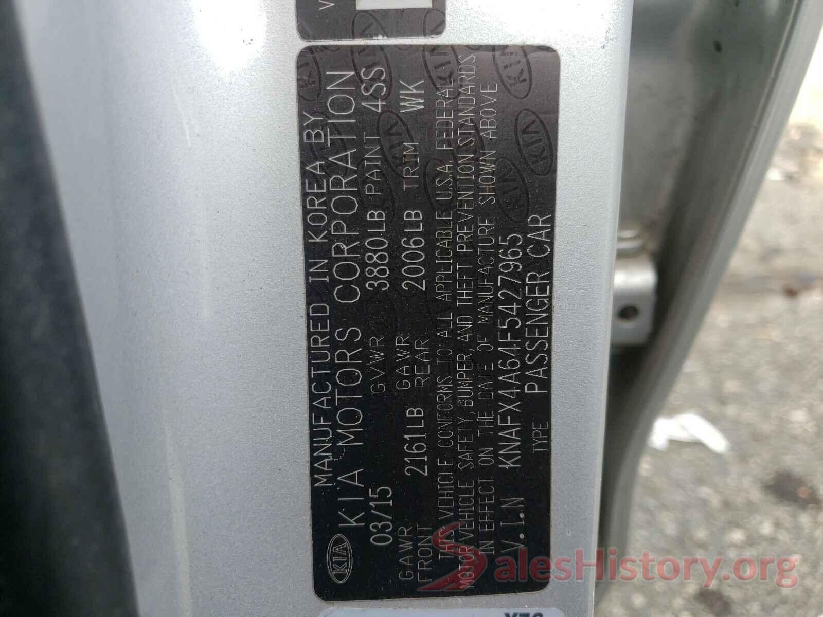 KNAFX4A64F5427965 2015 KIA FORTE