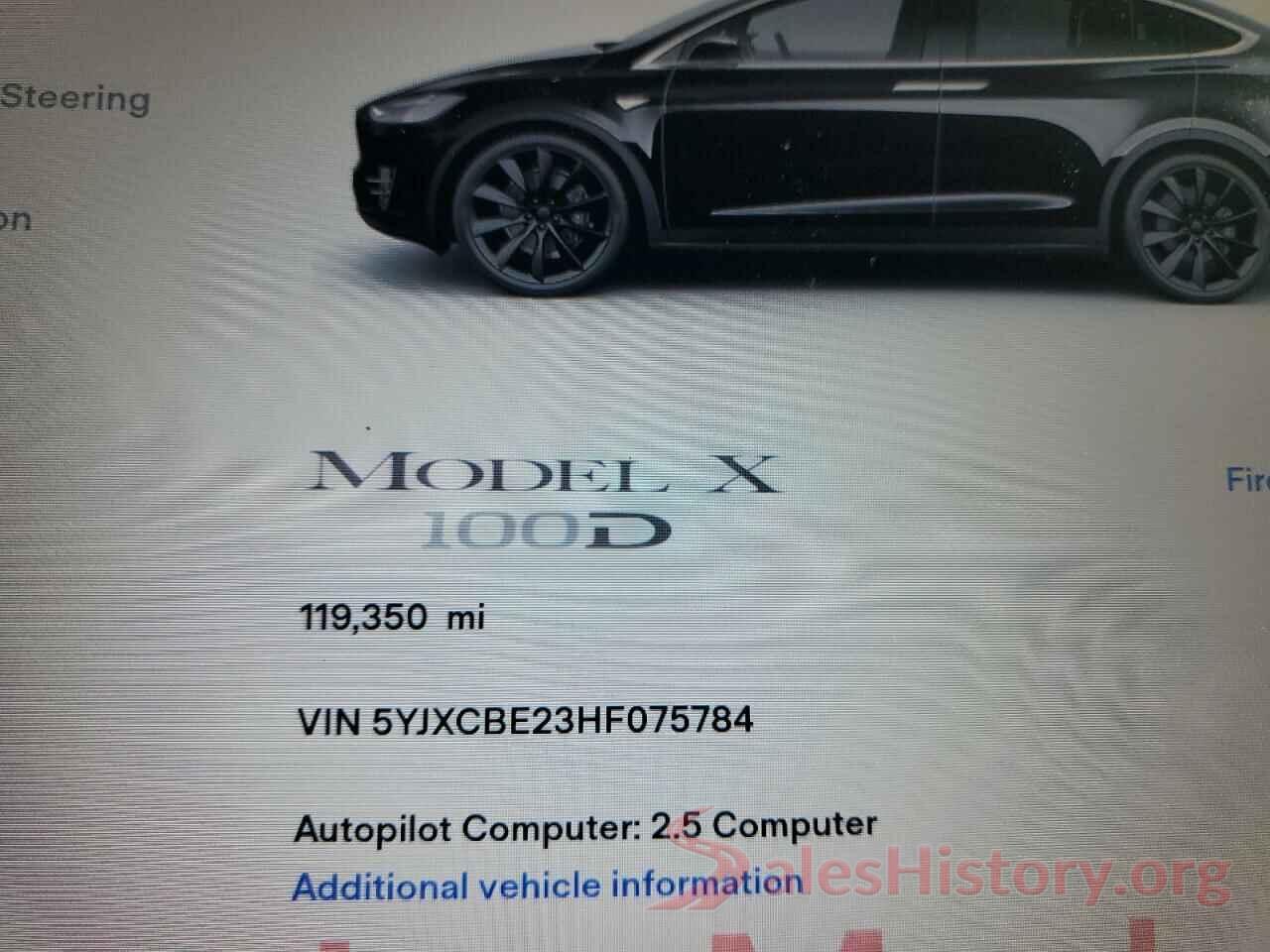 5YJXCBE23HF075784 2017 TESLA MODEL X