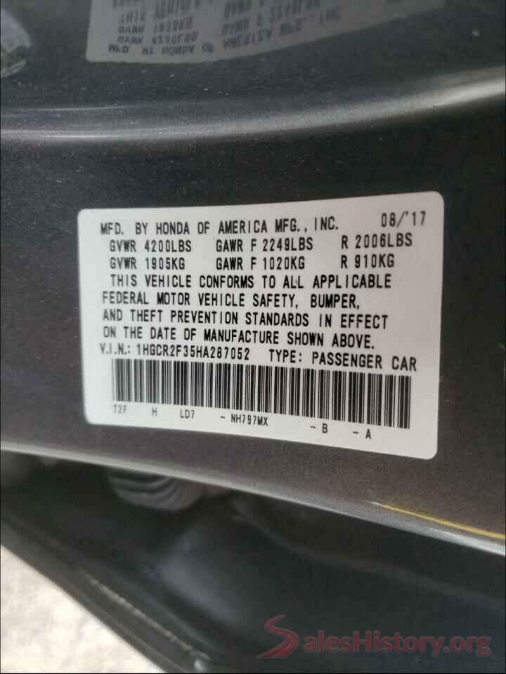 1HGCR2F35HA287052 2017 HONDA ACCORD