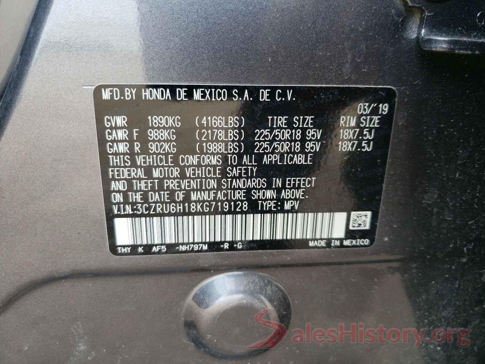 3CZRU6H18KG719128 2019 HONDA HR-V