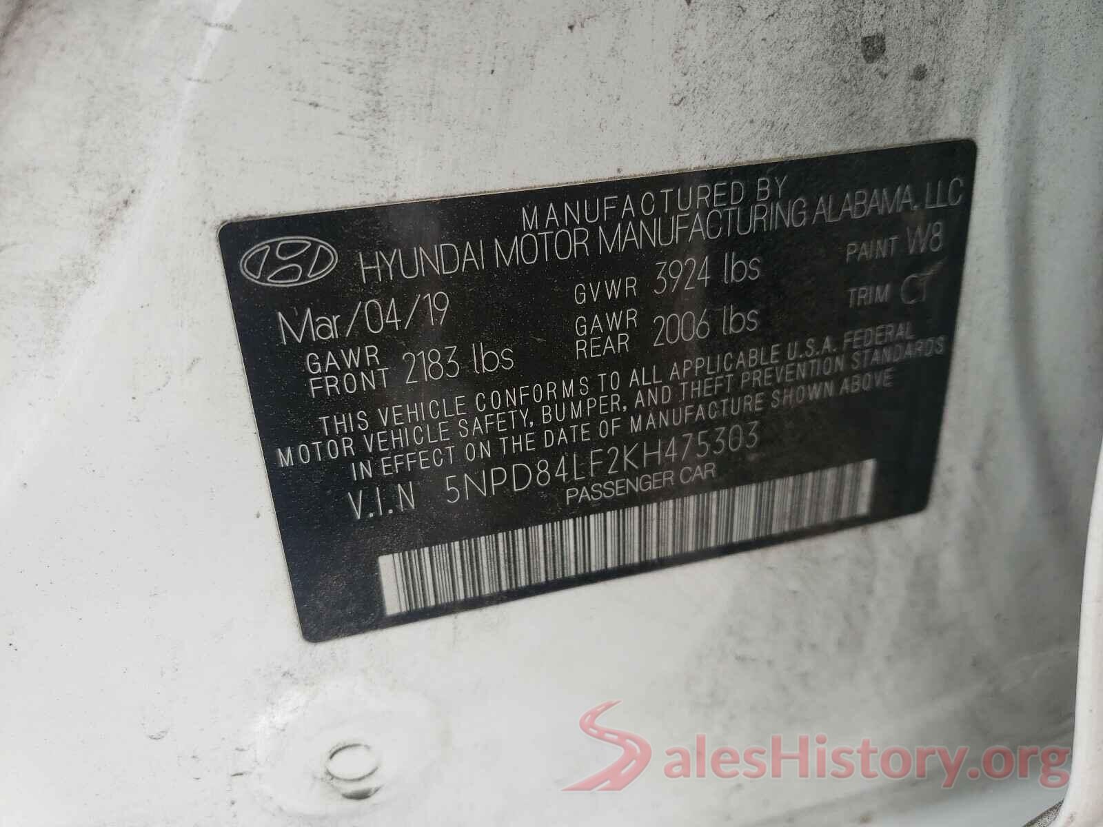 5NPD84LF2KH475303 2019 HYUNDAI ELANTRA