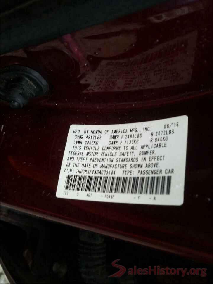 1HGCR3F0XGA033184 2016 HONDA ACCORD