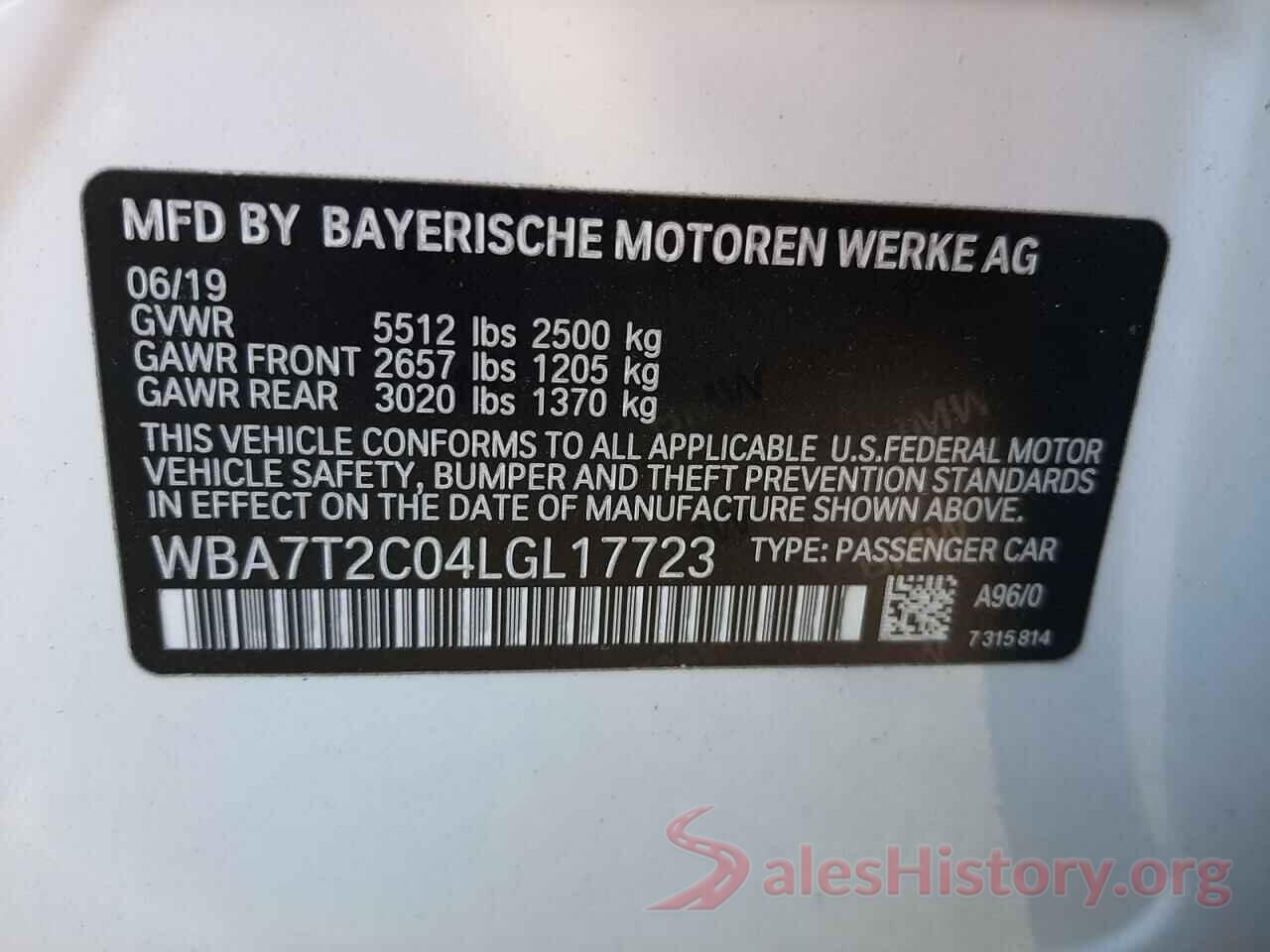 WBA7T2C04LGL17723 2020 BMW 7 SERIES