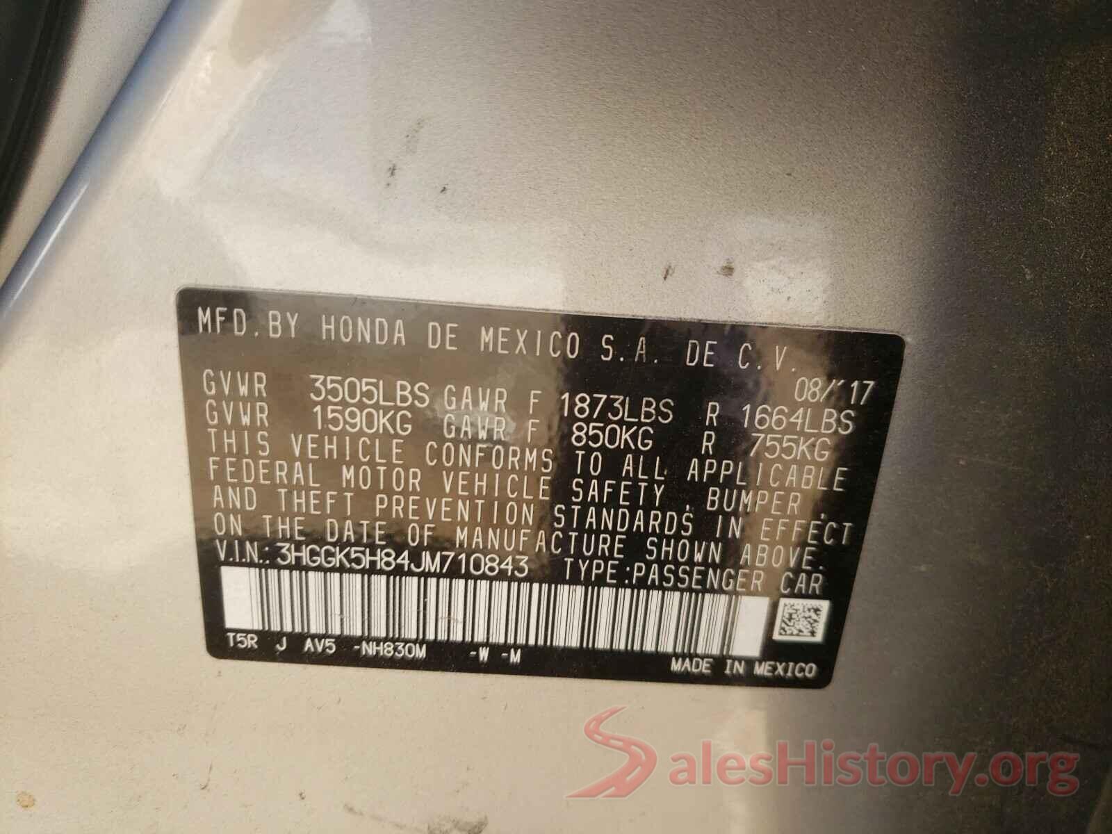 3HGGK5H84JM710843 2018 HONDA FIT