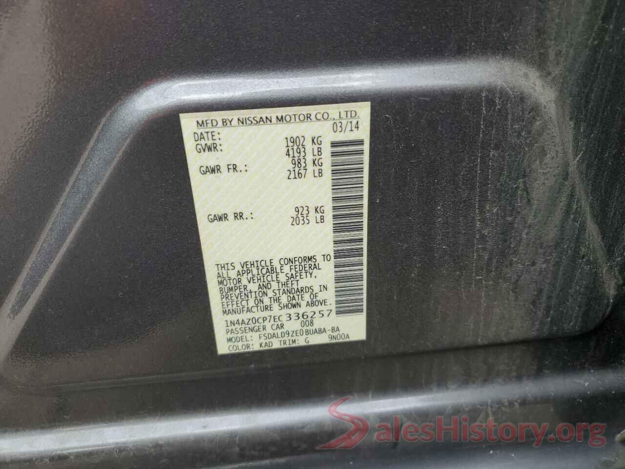 1N4AZ0CP7EC336257 2014 NISSAN LEAF