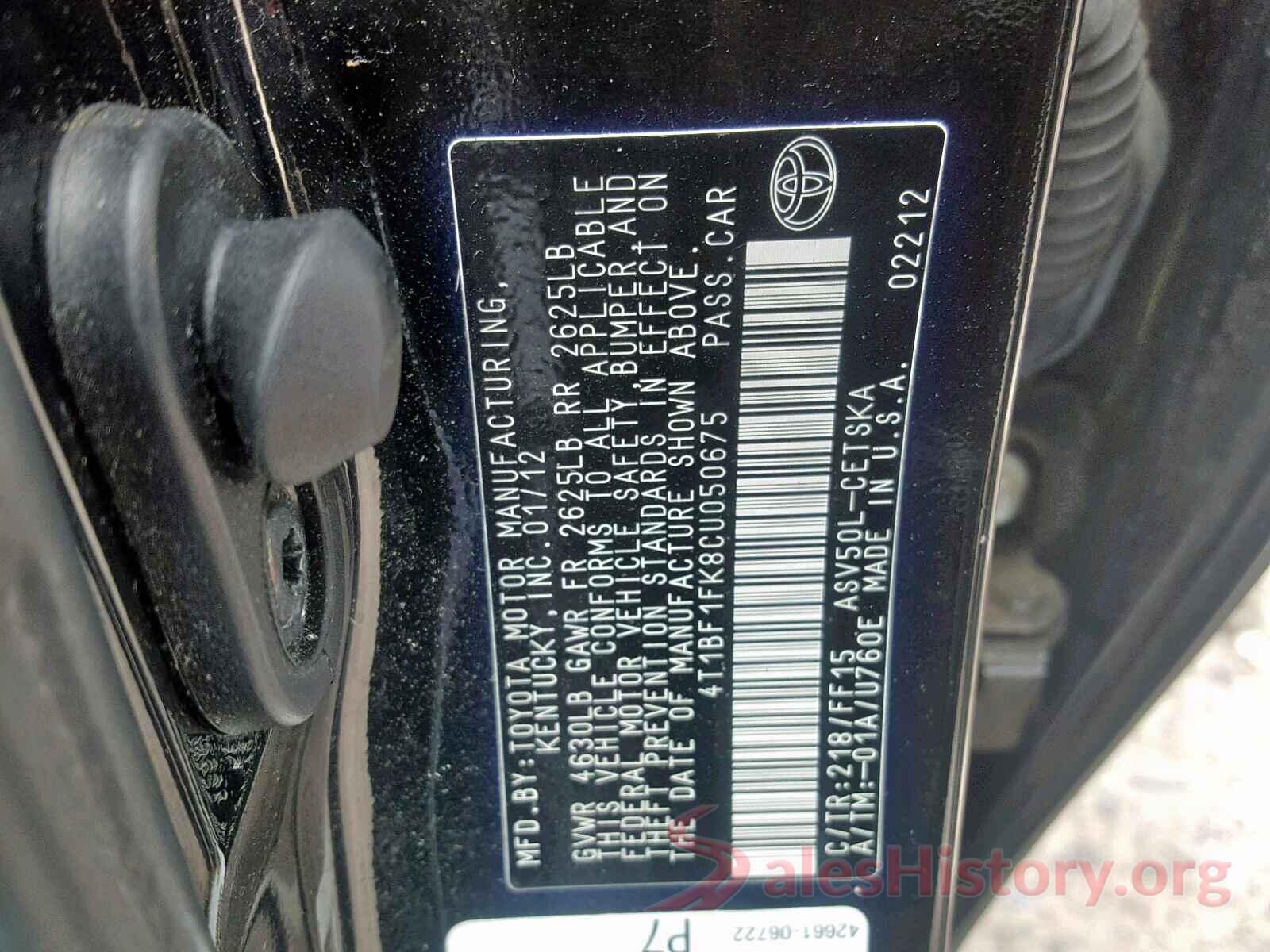 4T1BF1FK8CU050675 2012 TOYOTA CAMRY BASE